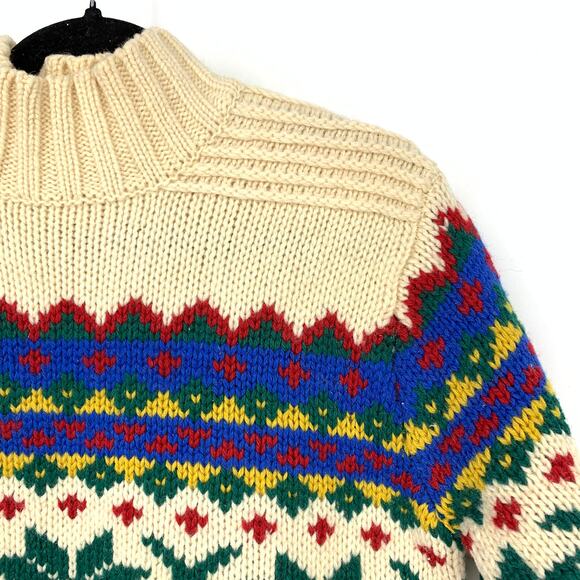 Vintage Limited Wool Pullover Sweater Womens Sz Small Fair Isle Print Mock Neck - Picture 3 of 5